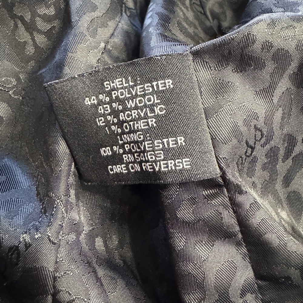 Guess Women’s Size Small Wool Blend Zip Up Long Peacoat Jacket Tweed - Picture 6 of 10